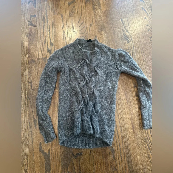 THEORY Bramsy Airmix Dark Gray Cable Knit Chunky Sweater Size Small 1357 - Picture 5 of 10